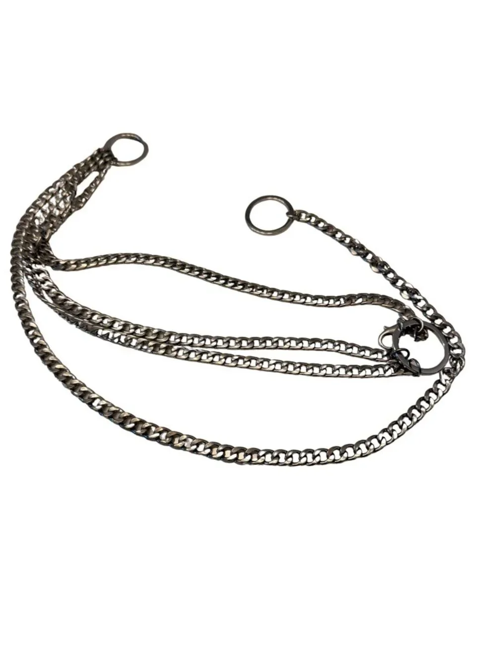 Silver Antthony Triple Row Curblink Chain Belt | Adjustable Statement Belt